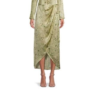 Rebecca Taylor NWOT Floral Green Wrap Silk Skirt. Size 4. Never worn.